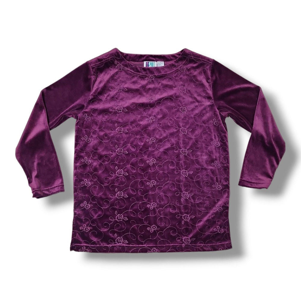 Vintage 90s Bolo Spirit Purple Velvet Long Sleeve Sweatshirt Women's Size‎ M